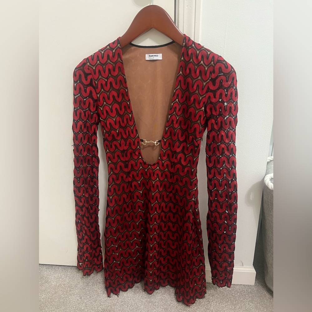 Rumored Fools Rush mini dress in Crimson Knit size small
